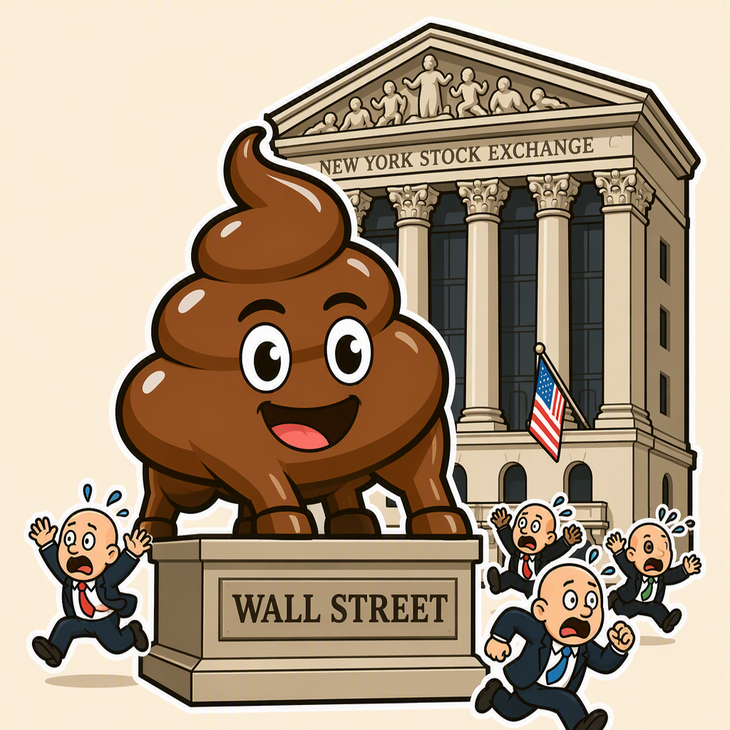 The poop riding a bull on the stock exchange floor